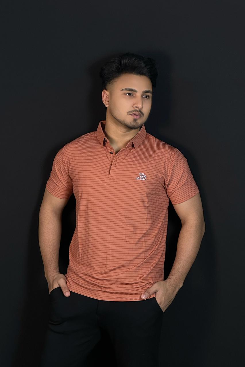 রাস্ট অরেঞ্জ কালার পোলো টি-শার্ট-VR